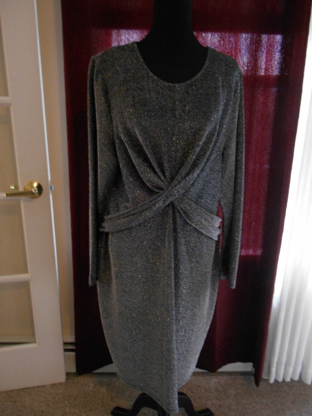 MICHAEL KORS NWOT BLACK/SILVER GLITTER DRESS LONG SLEEVES PLUS 2X